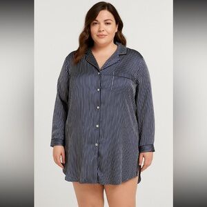 Like New! Miiyu by Simons Satin Striped Nightshirt XXL